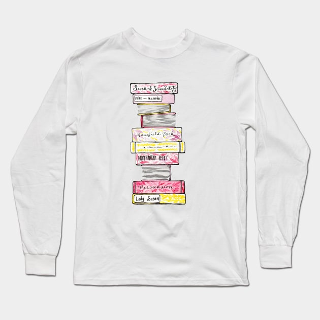 Jane Austen's Novels Long Sleeve T-Shirt by BiblioartsbyEmma